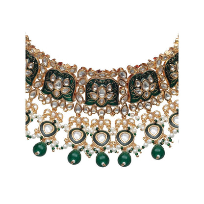 Akulya Jewels Green Minakari Kundan Choker (Set of 3)