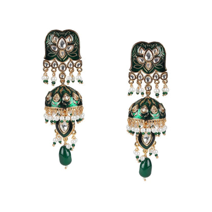 Akulya Jewels Green Minakari Kundan Choker (Set of 3)