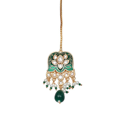 Akulya Jewels Green Minakari Kundan Choker (Set of 3)