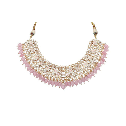 Akulya Jewels Blush Pink Minakari Kundan Choker (Set of 3)