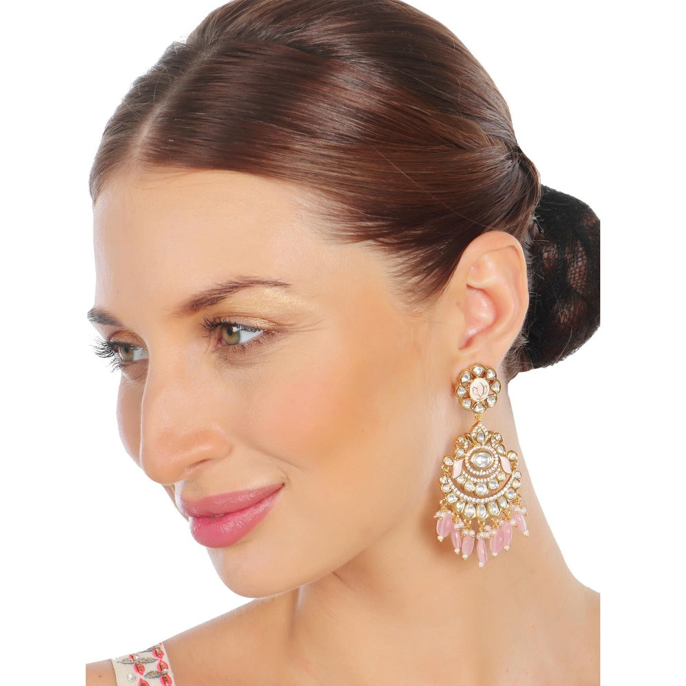 Akulya Jewels Blush Pink Minakari Kundan Choker (Set of 3)