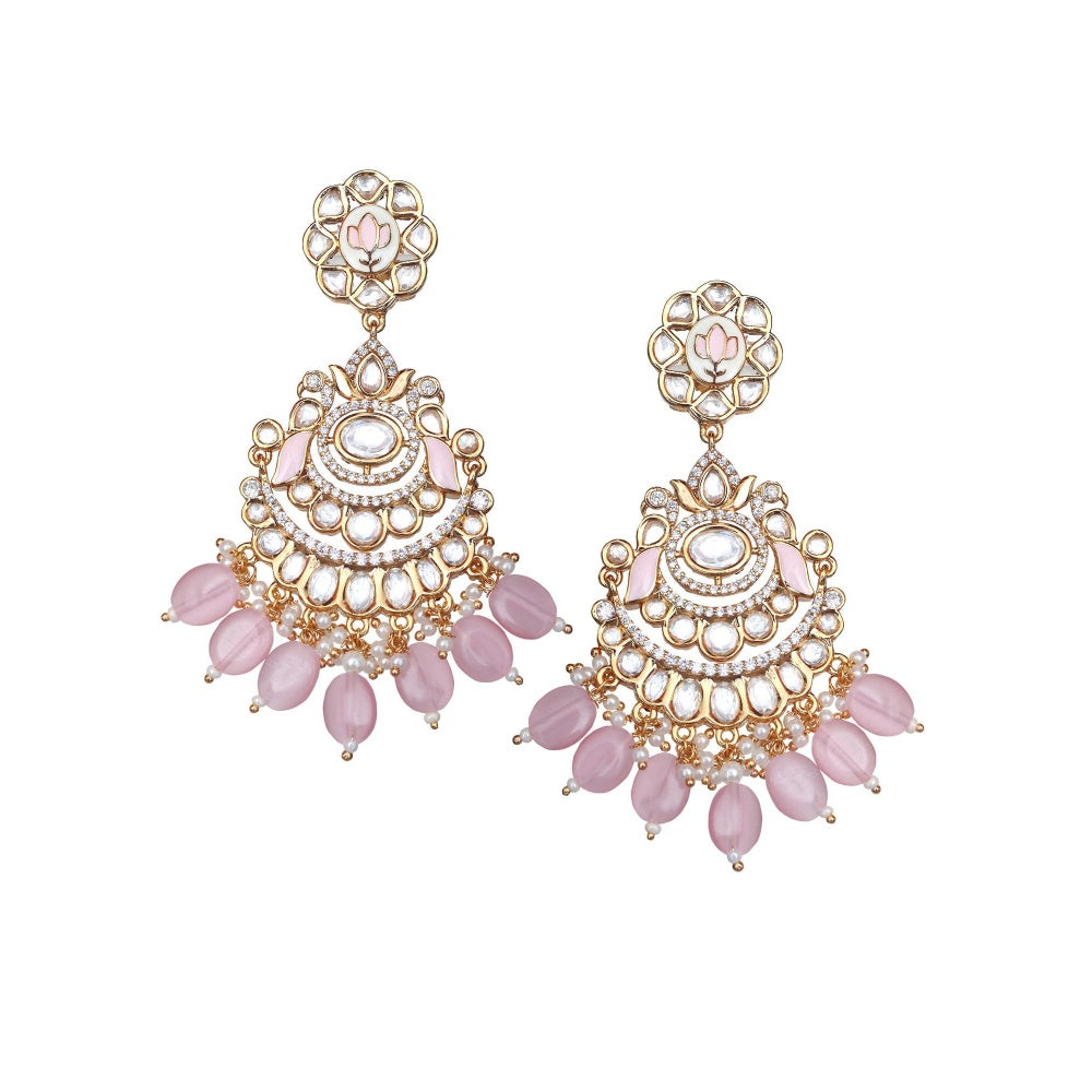 Akulya Jewels Blush Pink Minakari Kundan Choker (Set of 3)