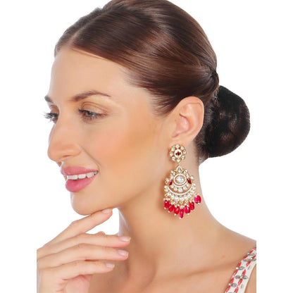 Akulya Jewels Vibrant Red Minakari Kundan Choker (Set of 3)