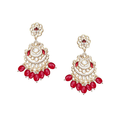 Akulya Jewels Vibrant Red Minakari Kundan Choker (Set of 3)