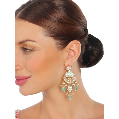 Akulya Jewels Gold Finished Mint Minakari Kundan Choker (Set of 3)