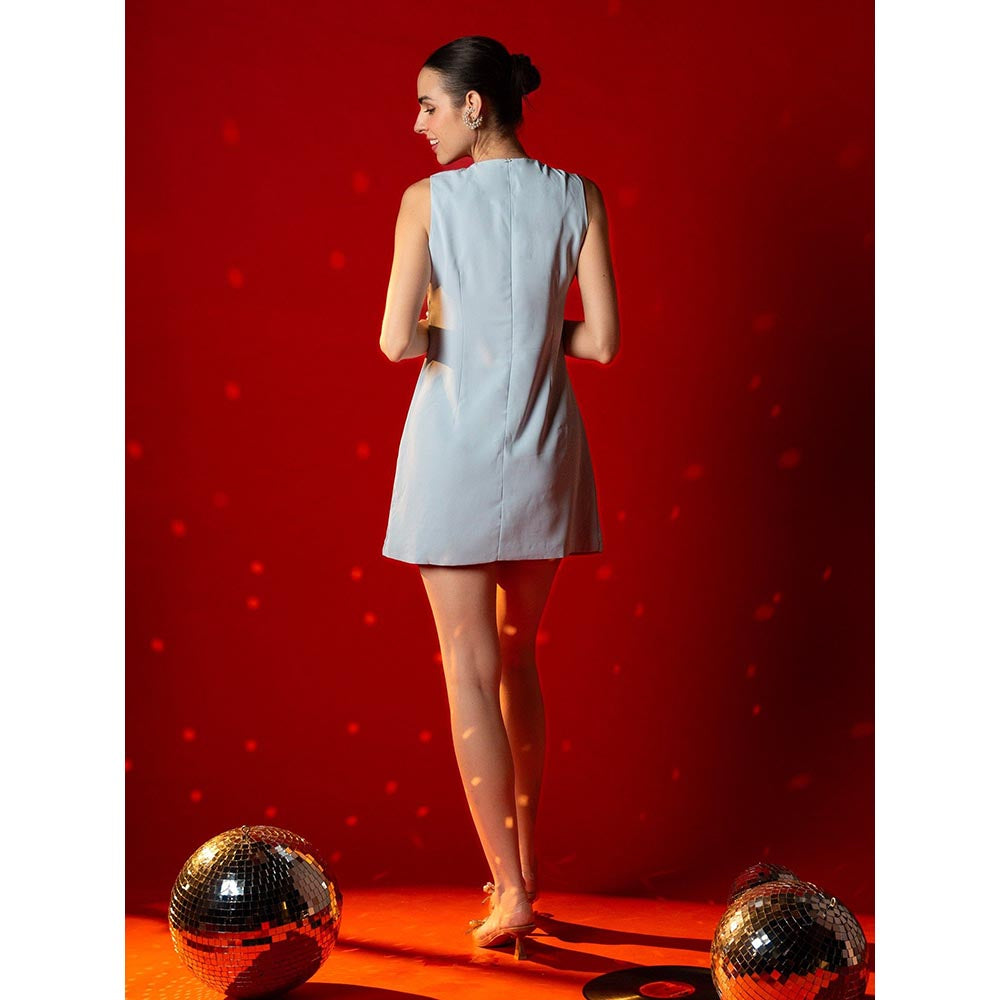 AEOY Blue Embellished Beaded Mini Dress (1N)