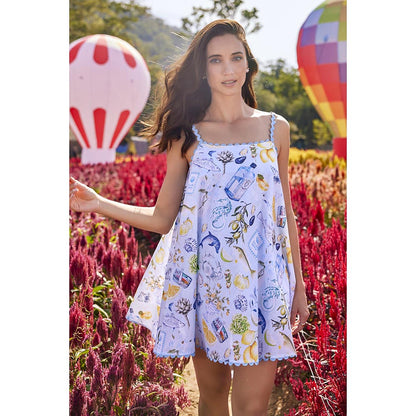 All Eyes On You Blue Printed Cotton Dress