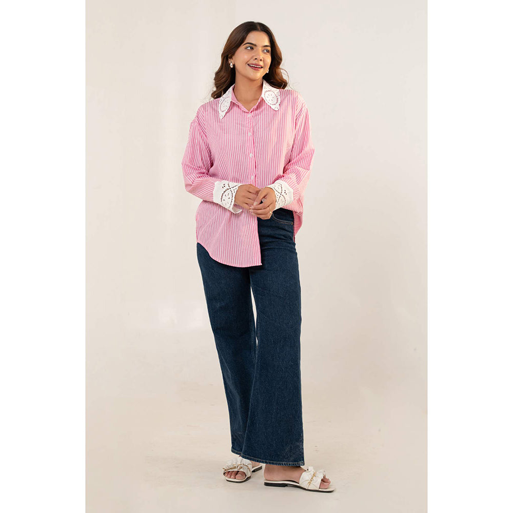 All Eyes On You Aeoy Pink Striped Shirt