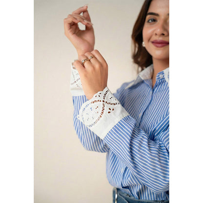 All Eyes On You Aeoy Blue Striped Shirt