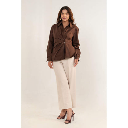 All Eyes On You Aeoy Brown Wrap Style Shirt