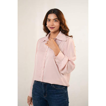All Eyes On You Aeoy Blush Pink Pearl Shirt