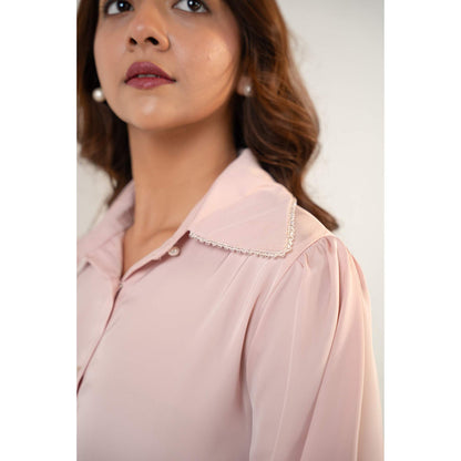 All Eyes On You Aeoy Blush Pink Pearl Shirt