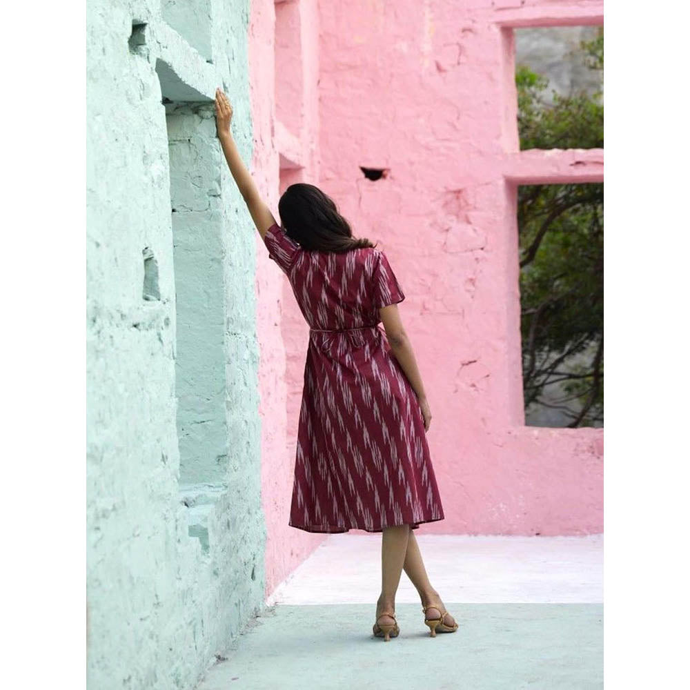 AlterEGO Greta Tie Up Ikat Midi Dress