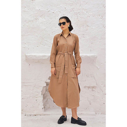 AlterEGO Vine Into the Wild Shirt Brown Midi Dress (Set of 2)