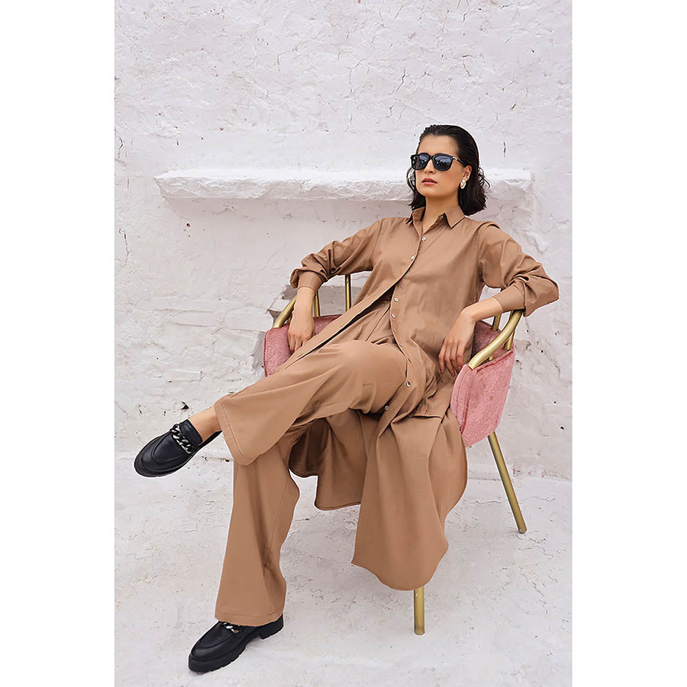 AlterEGO Vine Into the Wild Shirt Brown Midi Dress (Set of 2)
