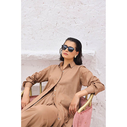 AlterEGO Vine Into the Wild Shirt Brown Midi Dress (Set of 2)