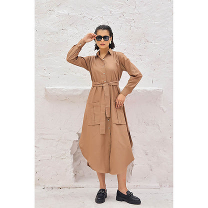 AlterEGO Vine Into the Wild Shirt Brown Midi Dress (Set of 2)