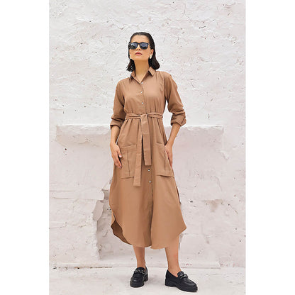 AlterEGO Vine Into the Wild Shirt Brown Midi Dress (Set of 2)