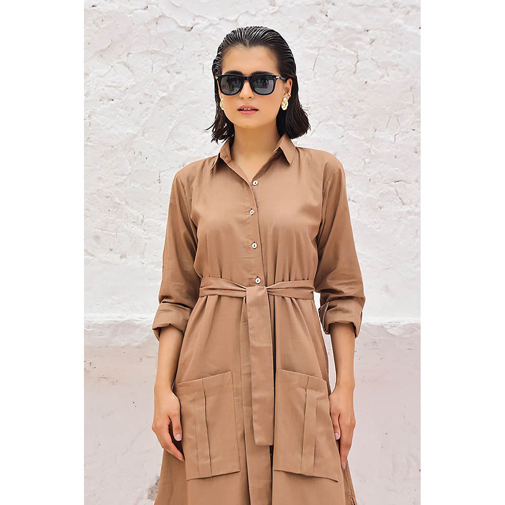 AlterEGO Vine Into the Wild Shirt Brown Midi Dress (Set of 2)