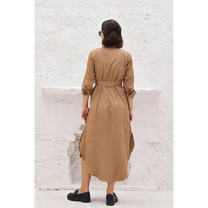 AlterEGO Vine Into the Wild Shirt Brown Midi Dress (Set of 2)