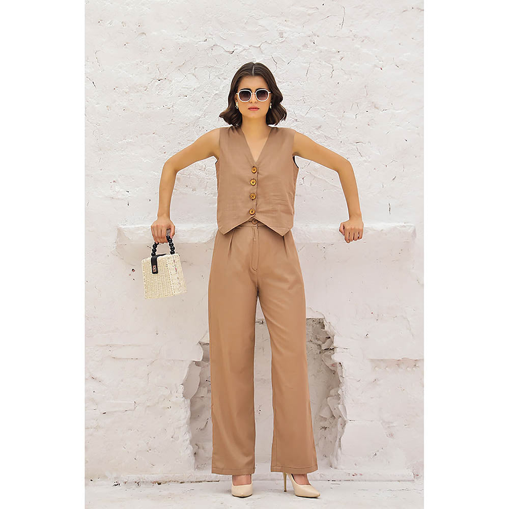 AlterEGO Zoey Summer Vest Brown Co-Ord (Set of 2)