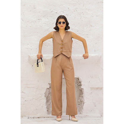 AlterEGO Zoey Summer Vest Brown Co-Ord (Set of 2)