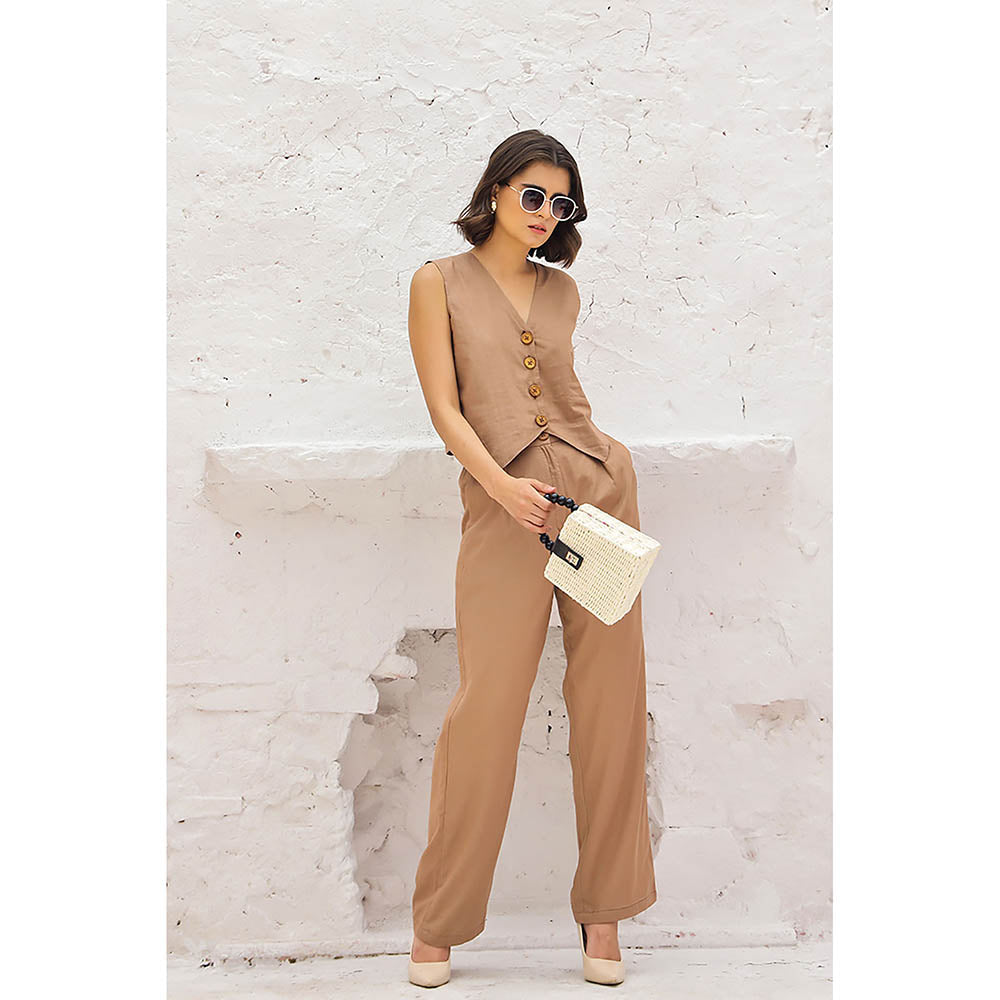 AlterEGO Zoey Summer Vest Brown Co-Ord (Set of 2)