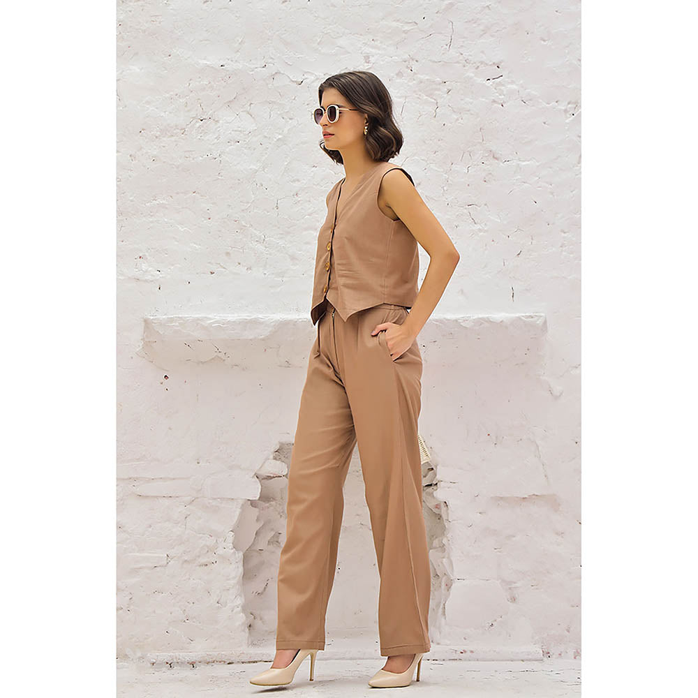 AlterEGO Zoey Summer Vest Brown Co-Ord (Set of 2)