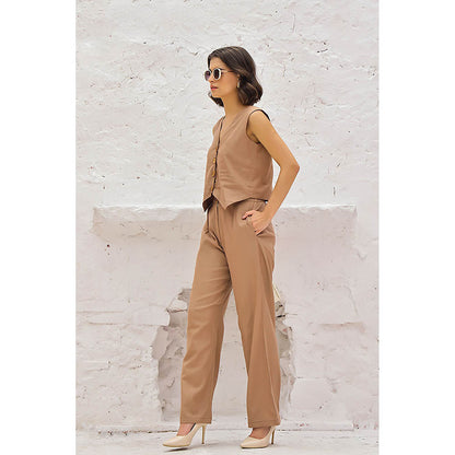 AlterEGO Zoey Summer Vest Brown Co-Ord (Set of 2)