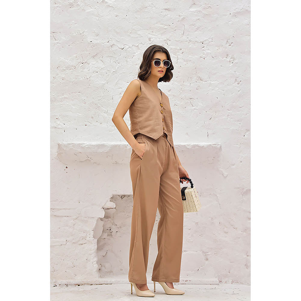 AlterEGO Zoey Summer Vest Brown Co-Ord (Set of 2)