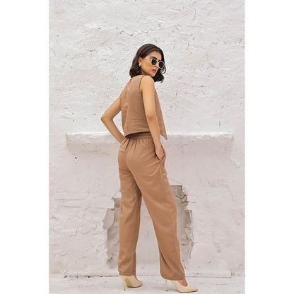 AlterEGO Zoey Summer Vest Brown Co-Ord (Set of 2)