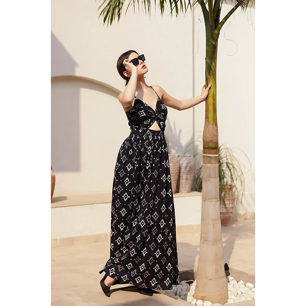 AlterEGO Black Heidi Front Twist Maxi Dress