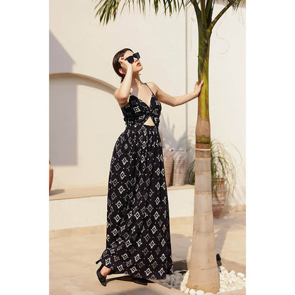 AlterEGO Black Heidi Front Twist Maxi Dress