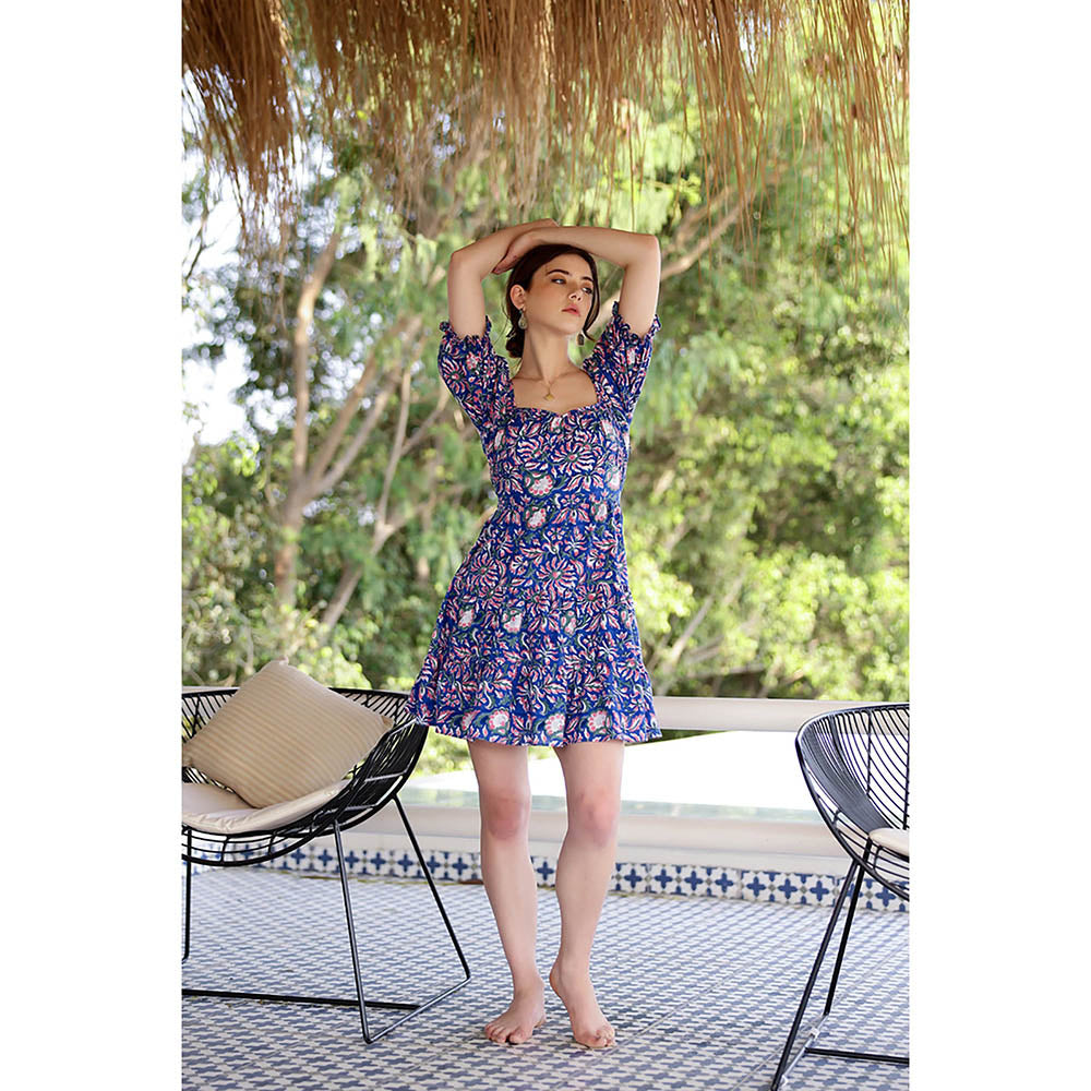 AlterEGO Julia Blue Got My Back Printed Mini Dress