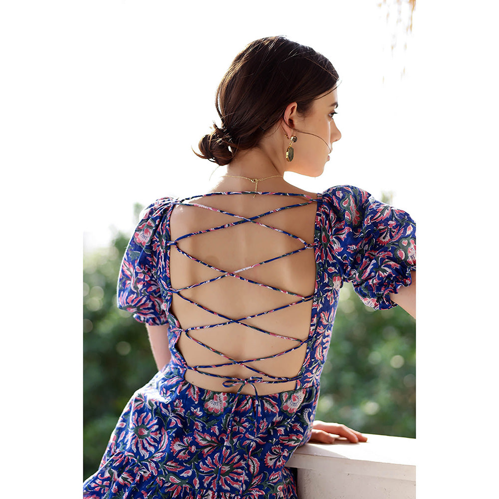 AlterEGO Julia Blue Got My Back Printed Mini Dress