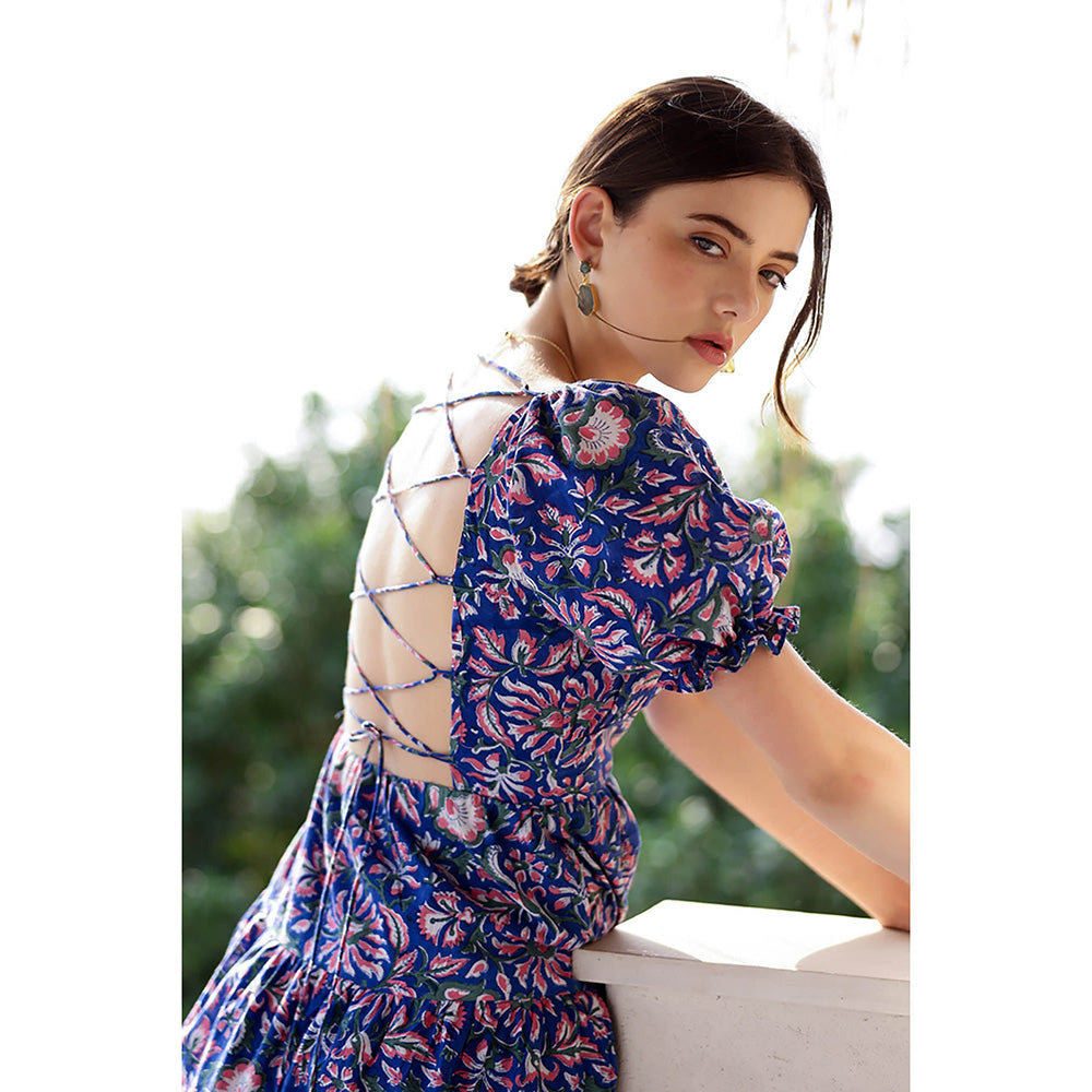 AlterEGO Julia Blue Got My Back Printed Mini Dress