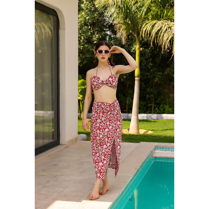 AlterEGO Sangria Red Printed Co-Ord (Set of 2)