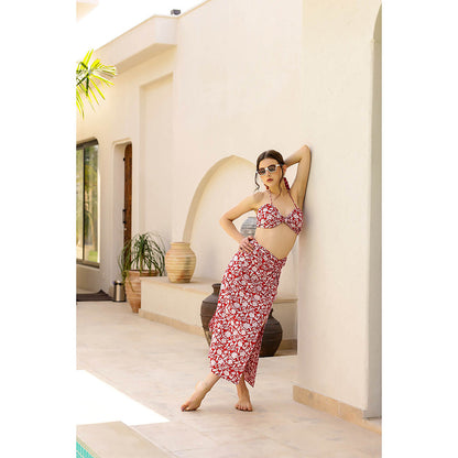 AlterEGO Sangria Red Printed Co-Ord (Set of 2)