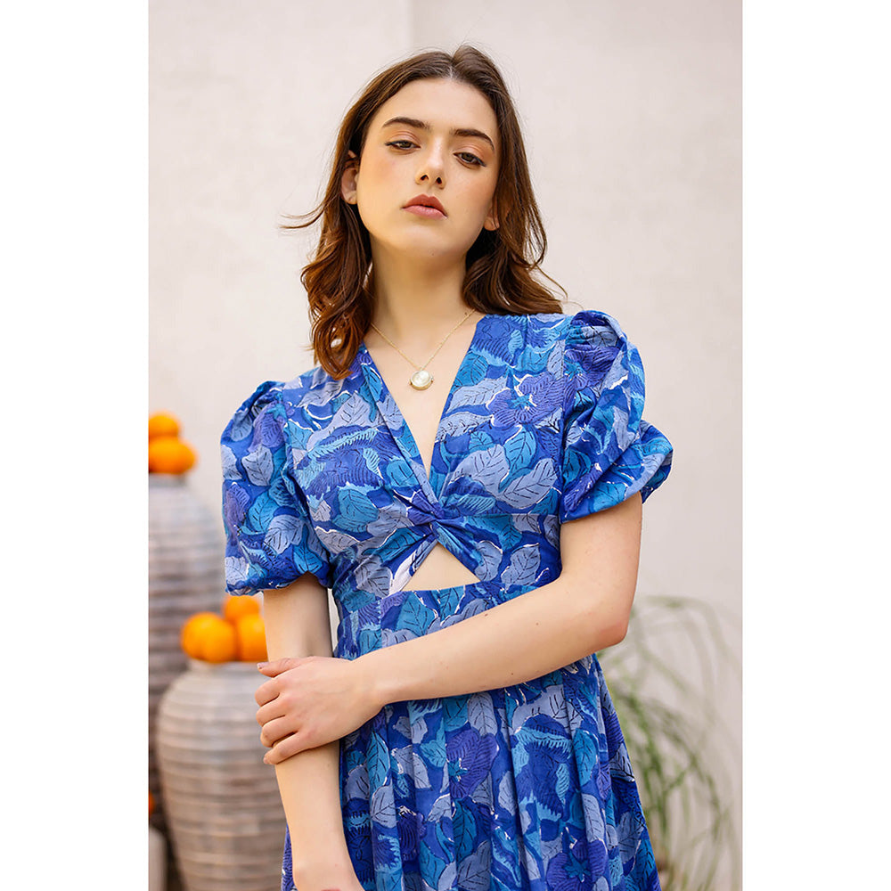 AlterEGO Blue Greta The Inverted Printed Mini Dress