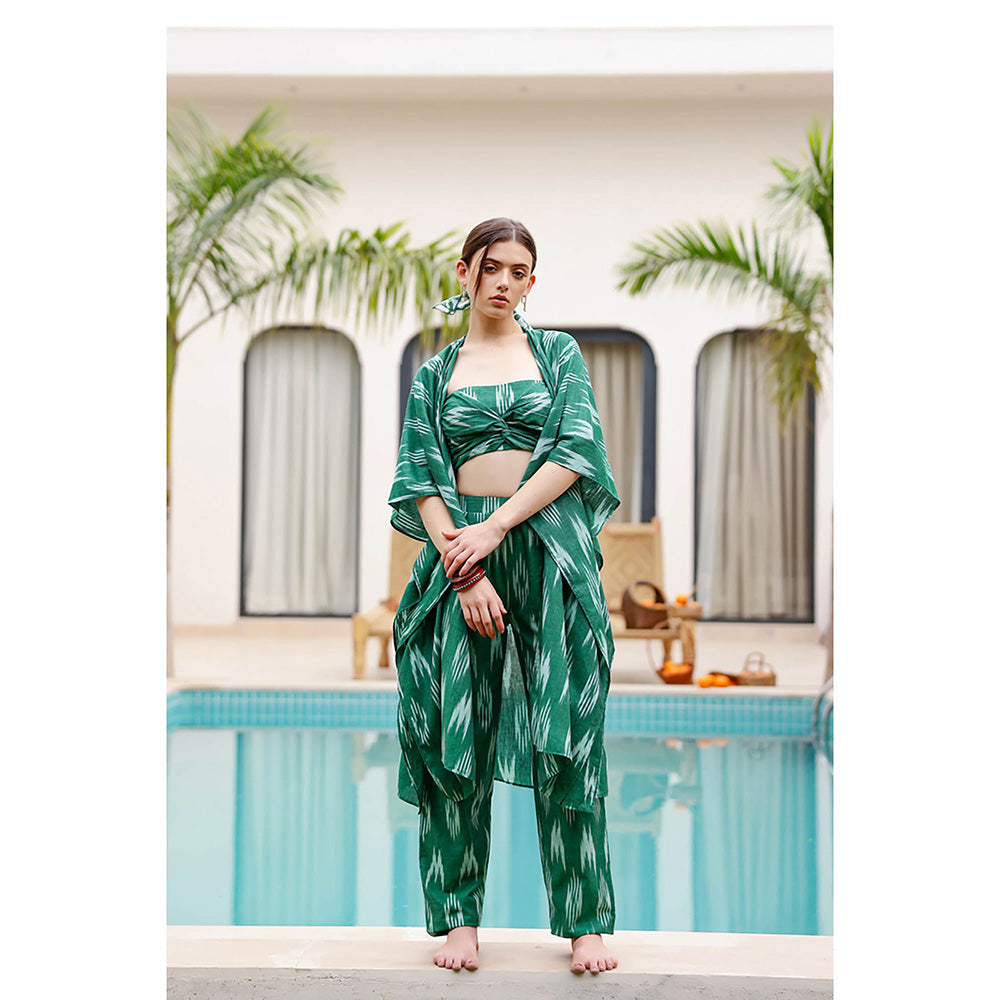 AlterEGO Green Molly Printed Weaved Co-Ord (Set of 3)