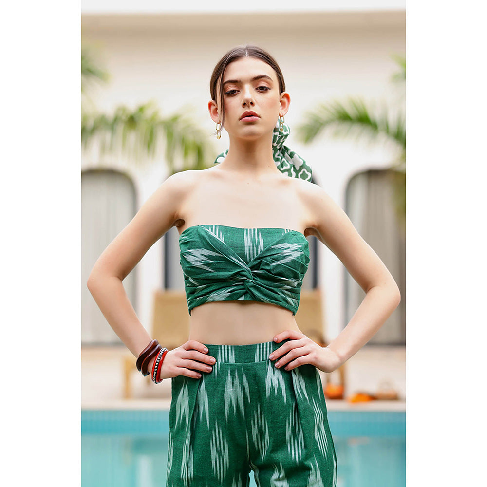 AlterEGO Green Molly Printed Weaved Co-Ord (Set of 3)