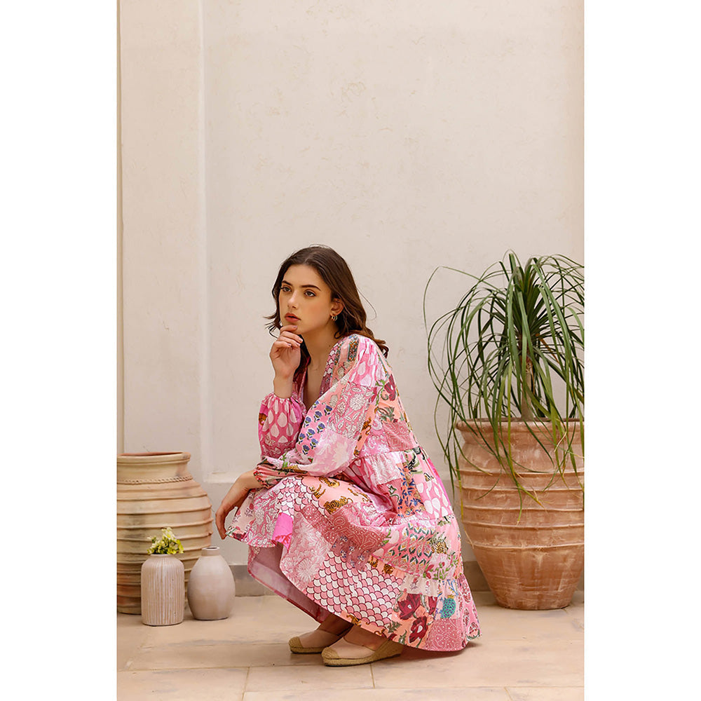 AlterEGO Pink Larissa Upcycled Printed Patch Dress