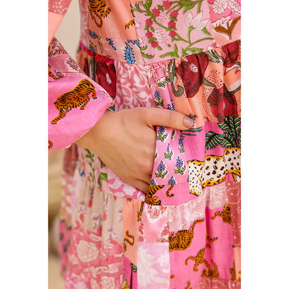 AlterEGO Pink Larissa Upcycled Printed Patch Dress