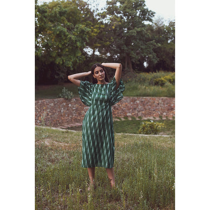 AlterEGO Green Maya Love Me Do Printed Midi Dress