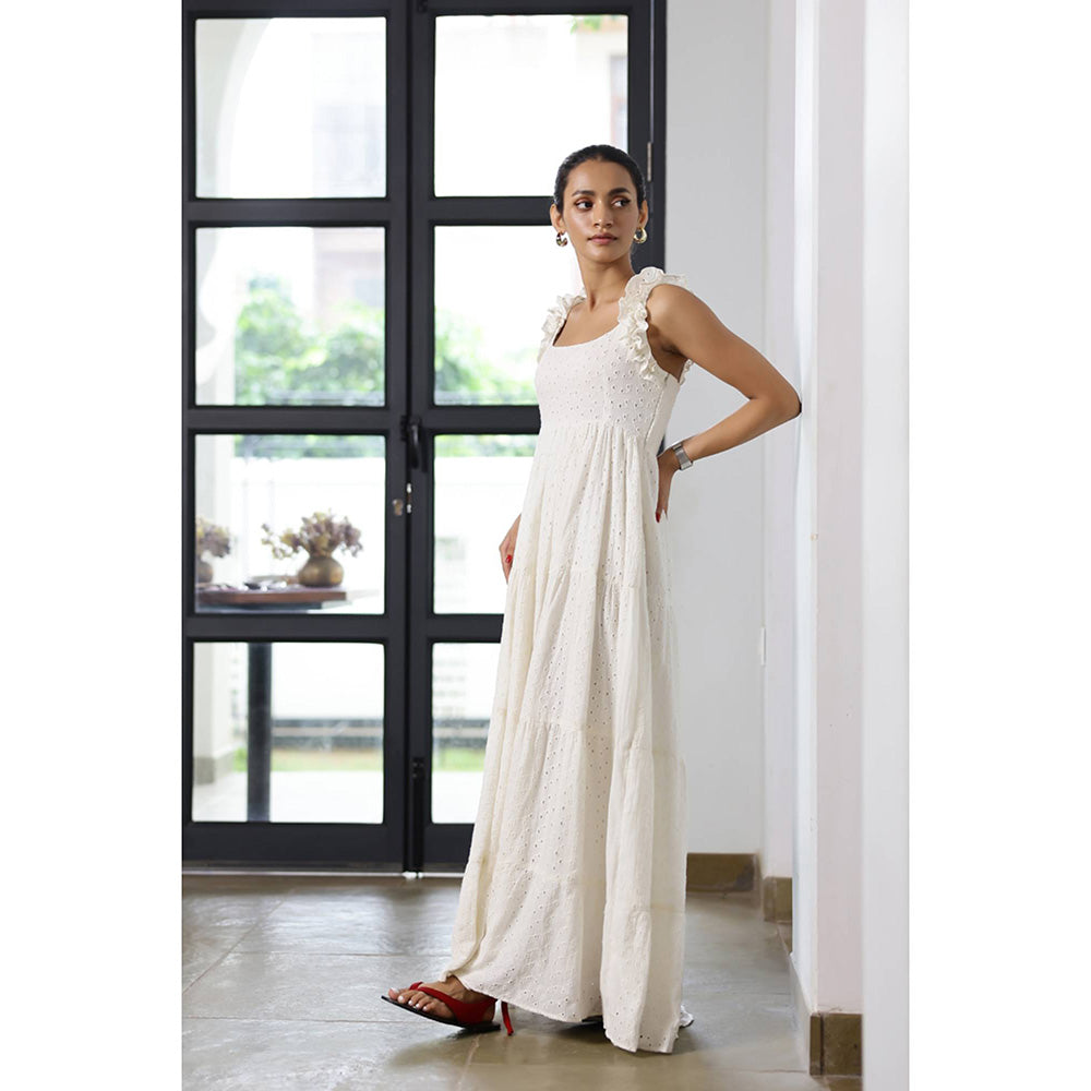 AlterEGO Elsa- Eyelet Embroidered Scoop Maxi Dress