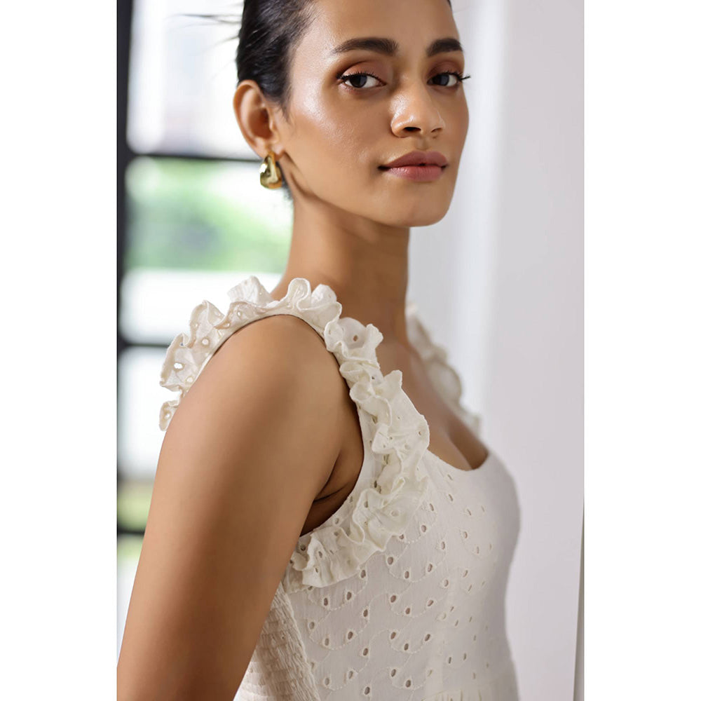AlterEGO Elsa- Eyelet Embroidered Scoop Maxi Dress