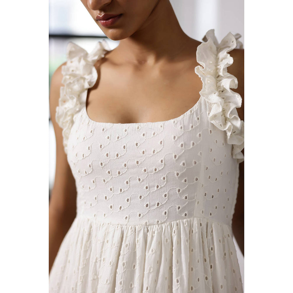 AlterEGO Elsa- Eyelet Embroidered Scoop Maxi Dress