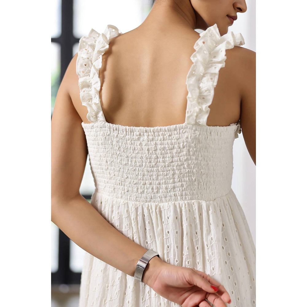 AlterEGO Elsa- Eyelet Embroidered Scoop Maxi Dress