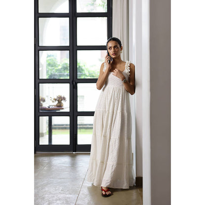 AlterEGO Elsa- Eyelet Embroidered Scoop Maxi Dress