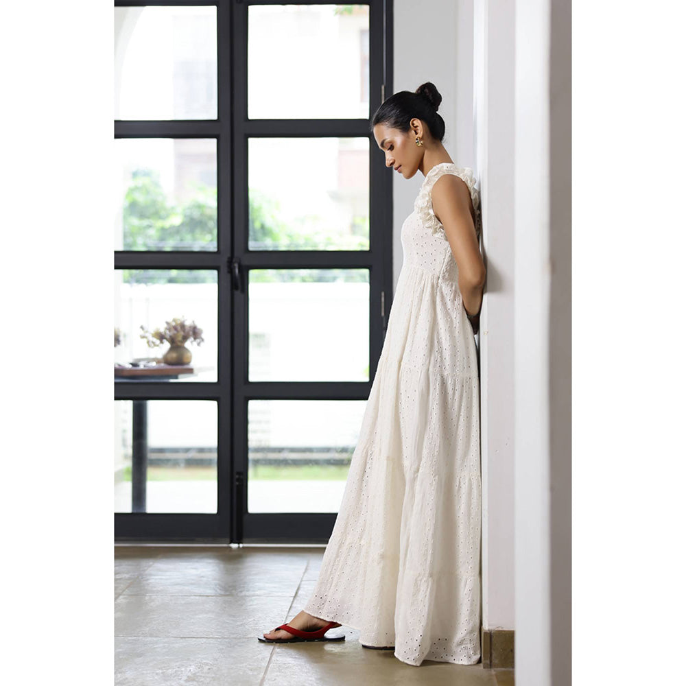 AlterEGO Elsa- Eyelet Embroidered Scoop Maxi Dress